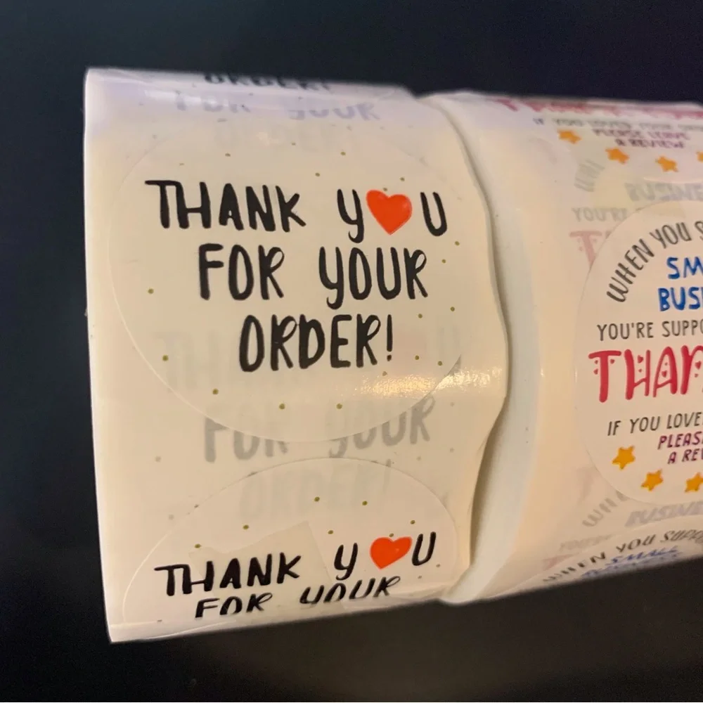 Free 500 thank you sticker roll 1.5”